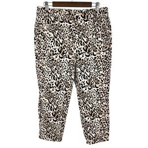 NEW NWOT Chicos 2 Sz LARGE US 12 Slim Leg Crop Brown Animal Print Pants Mature